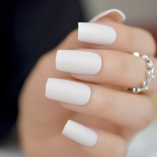 plain white acrylic nails